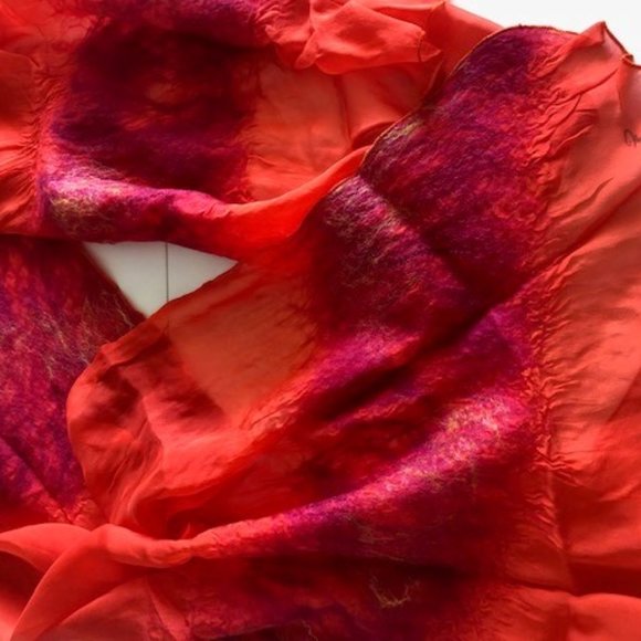 Christa Louise Handmade Silk Wool "Puerta Vallarta" Scarf/Wrap Scarf Wrap 75"L - Picture 6 of 9